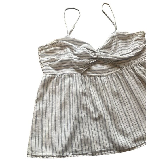 Banana Republic XL sweetheart A-line striped linen blend swing top knot front - Picture 2 of 8